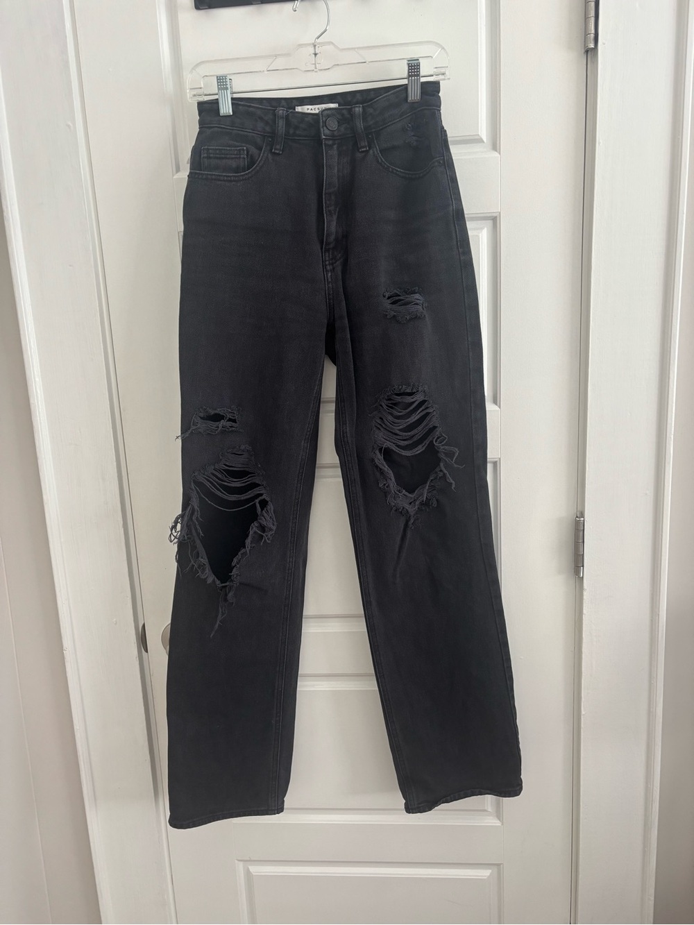 PacSun Black Distressed Straight-Leg Jeans